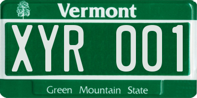 VT license plate XYR001