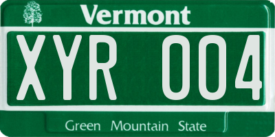 VT license plate XYR004