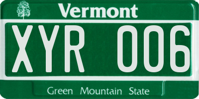 VT license plate XYR006