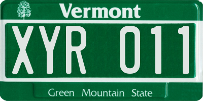 VT license plate XYR011