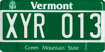 VT license plate XYR013