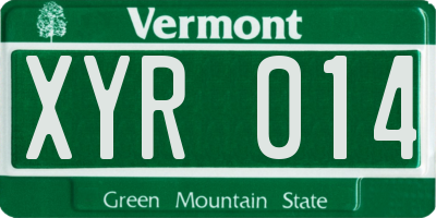 VT license plate XYR014