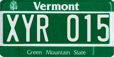 VT license plate XYR015