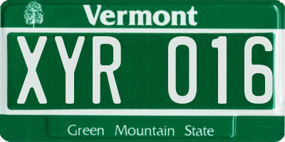 VT license plate XYR016
