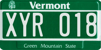 VT license plate XYR018