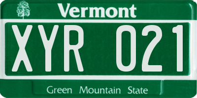 VT license plate XYR021