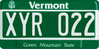 VT license plate XYR022
