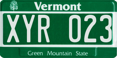 VT license plate XYR023