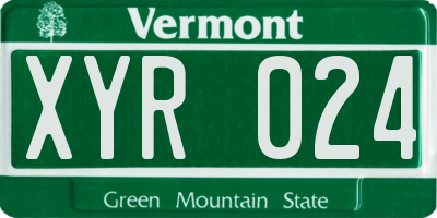 VT license plate XYR024