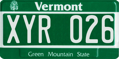 VT license plate XYR026