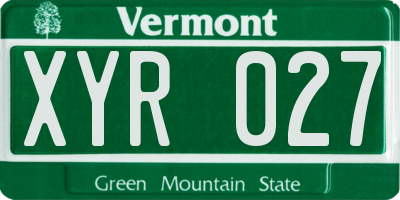 VT license plate XYR027