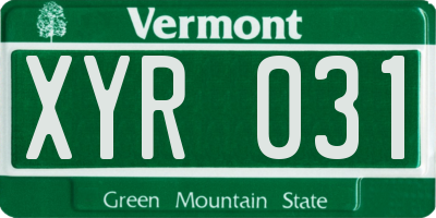 VT license plate XYR031