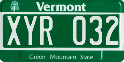 VT license plate XYR032