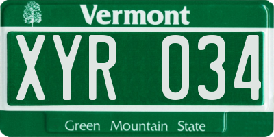 VT license plate XYR034