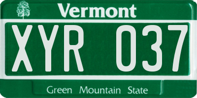 VT license plate XYR037
