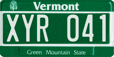 VT license plate XYR041