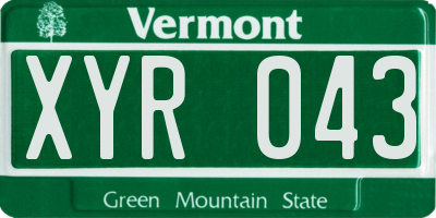 VT license plate XYR043