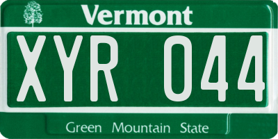 VT license plate XYR044