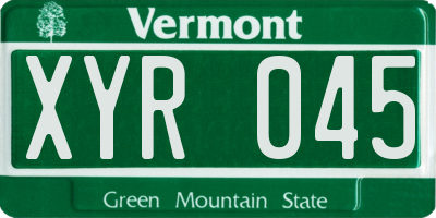 VT license plate XYR045