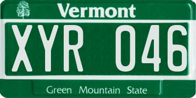 VT license plate XYR046