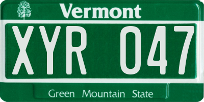 VT license plate XYR047