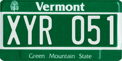 VT license plate XYR051
