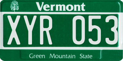 VT license plate XYR053