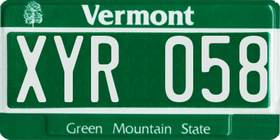 VT license plate XYR058