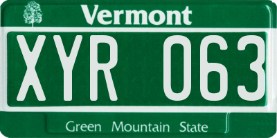 VT license plate XYR063