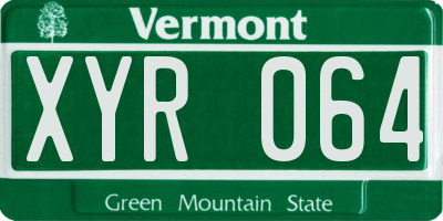 VT license plate XYR064