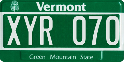 VT license plate XYR070