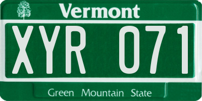 VT license plate XYR071