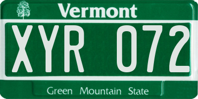 VT license plate XYR072
