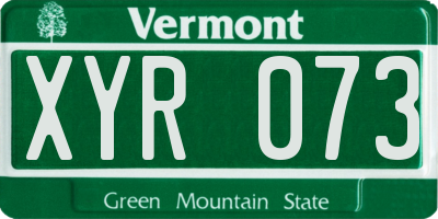 VT license plate XYR073