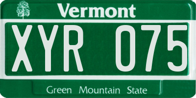 VT license plate XYR075