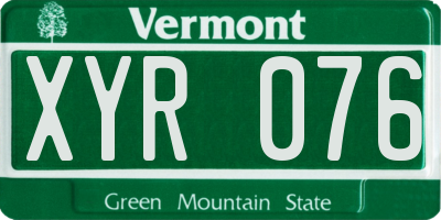 VT license plate XYR076