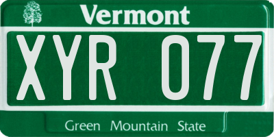 VT license plate XYR077