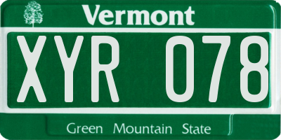 VT license plate XYR078