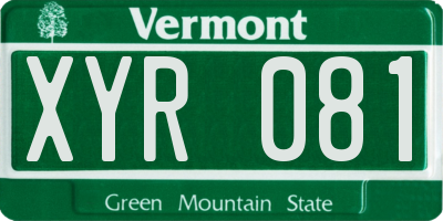 VT license plate XYR081