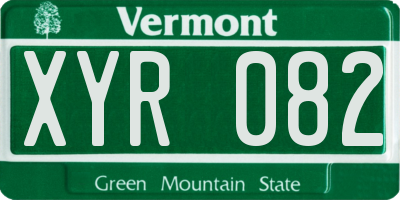 VT license plate XYR082