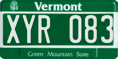 VT license plate XYR083