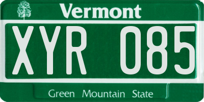 VT license plate XYR085