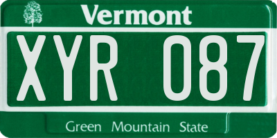 VT license plate XYR087