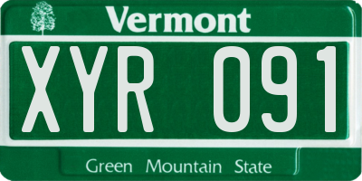 VT license plate XYR091
