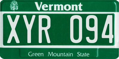 VT license plate XYR094