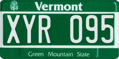 VT license plate XYR095