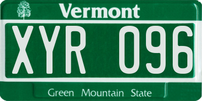 VT license plate XYR096