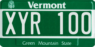 VT license plate XYR100