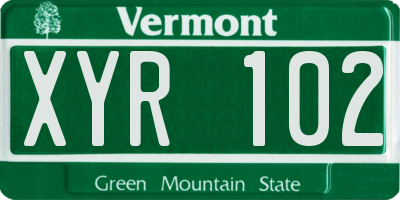 VT license plate XYR102
