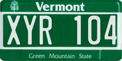 VT license plate XYR104
